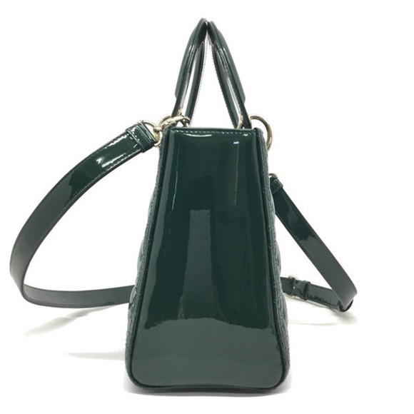 DIOR Lady Dior Medium Patent Leather Shoulder Bag Green - Picture 3 of 16
